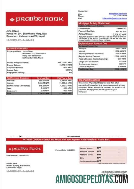 para download Modelo Word e PDF de declaração de hipoteca do Banco Nepal Prabhu